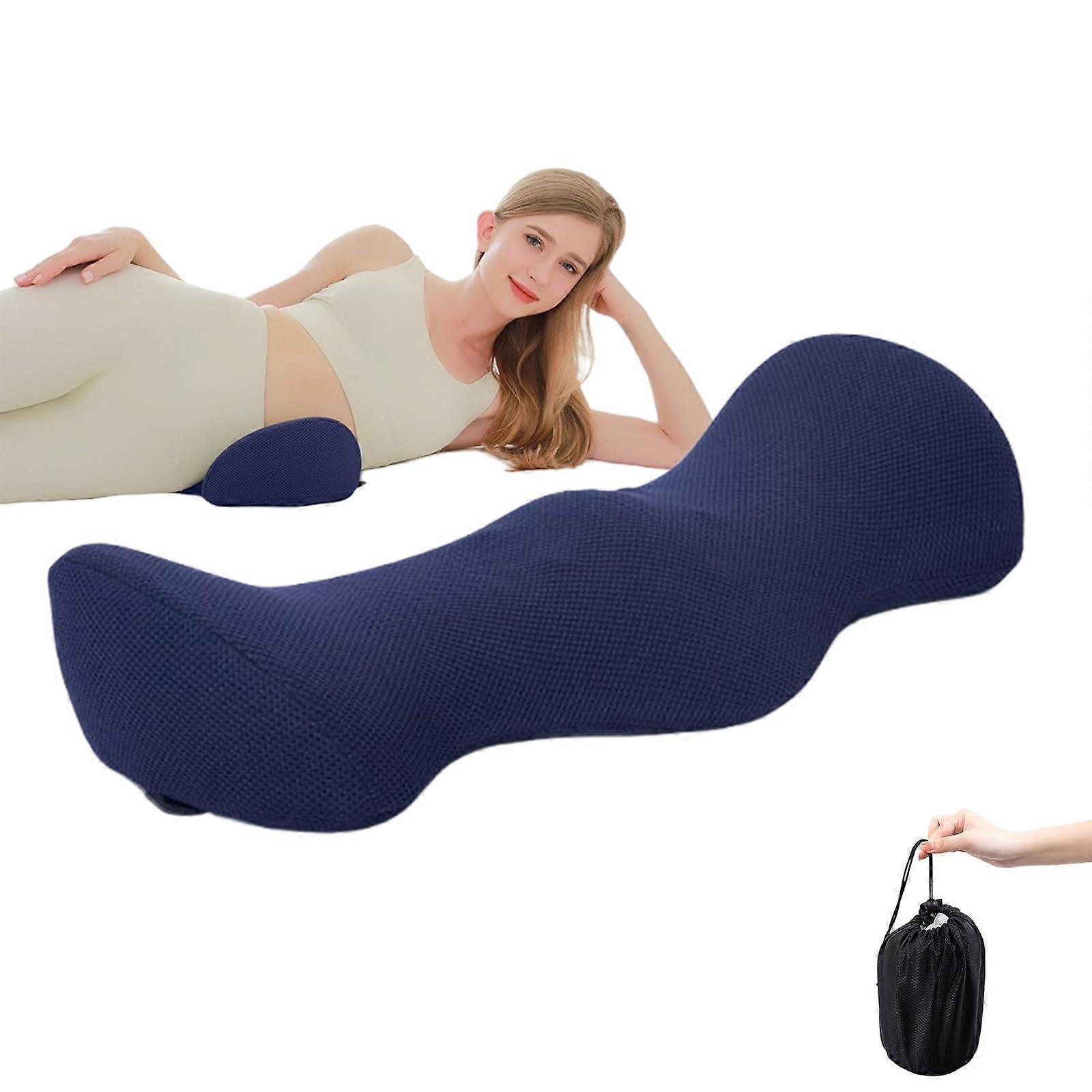 Lumbar Support Pillow for Sleeping Back Pain Relief, Ergonomic Memory Foam with Washable Cover, Navy Blue