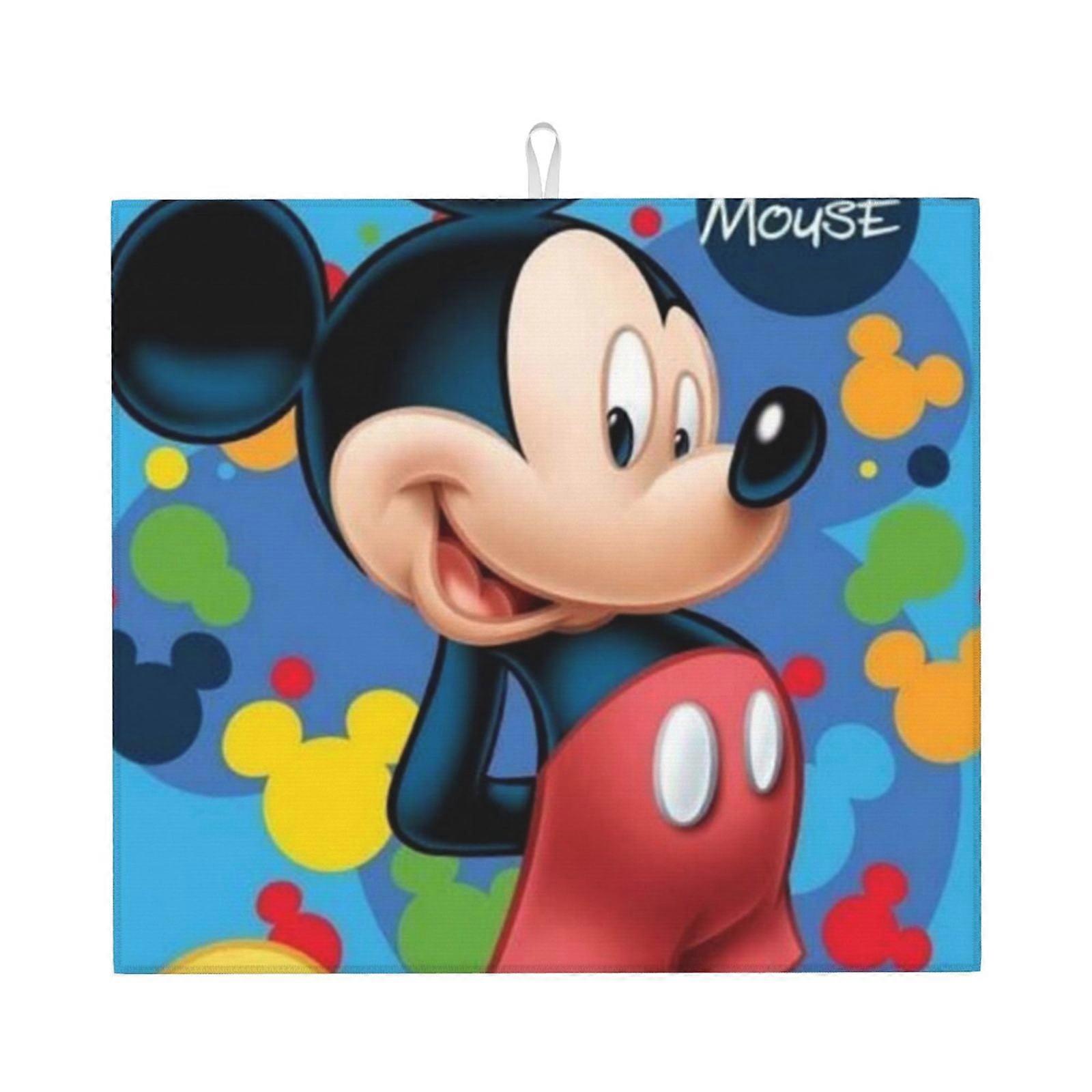 Mickey Mouse Dish Drying Mat For Kitchen Counter, Microfiber Dish Mat, Fast Absorbent Draining Pad
