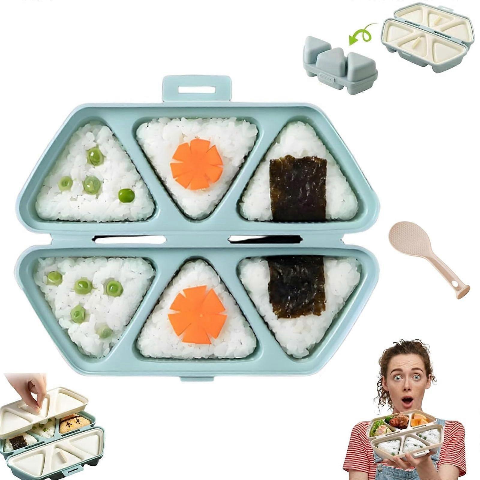 6 in 1 Onigiri Mold Triangle Sushi Rice Ball Maker with Easy Demold and Foldable SpaceSaving Design