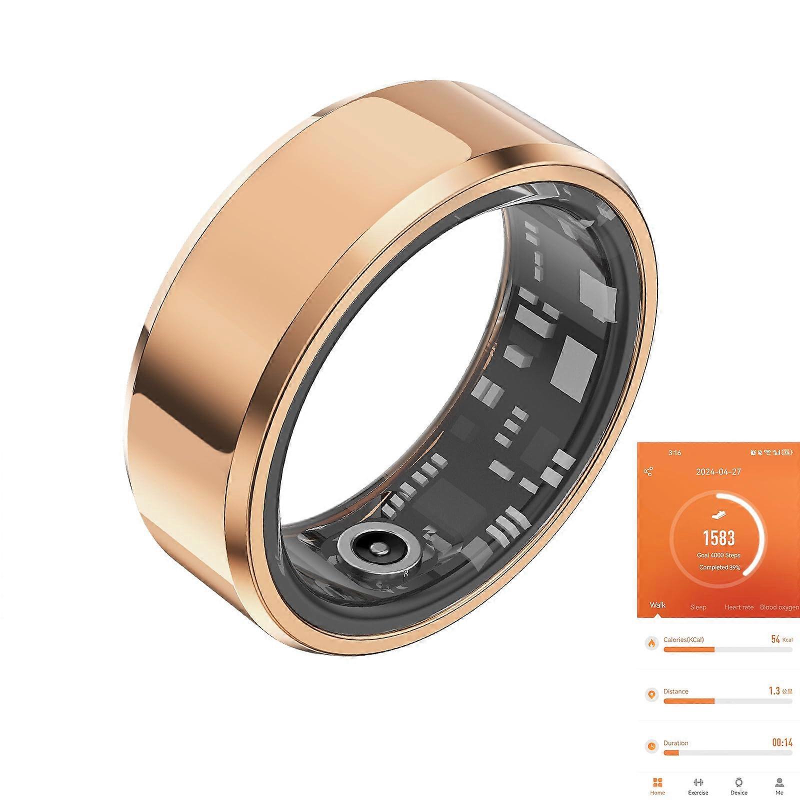 Smart Ring Fitness Tracker with Heart Rate, Sleep and Step Tracking, IP68 Waterproof, Rose Gold US10