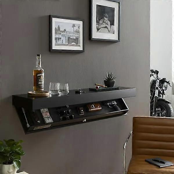 Floating Shelf with Hidden Compartment, Modern WallMounted Storage for Valuables, Black