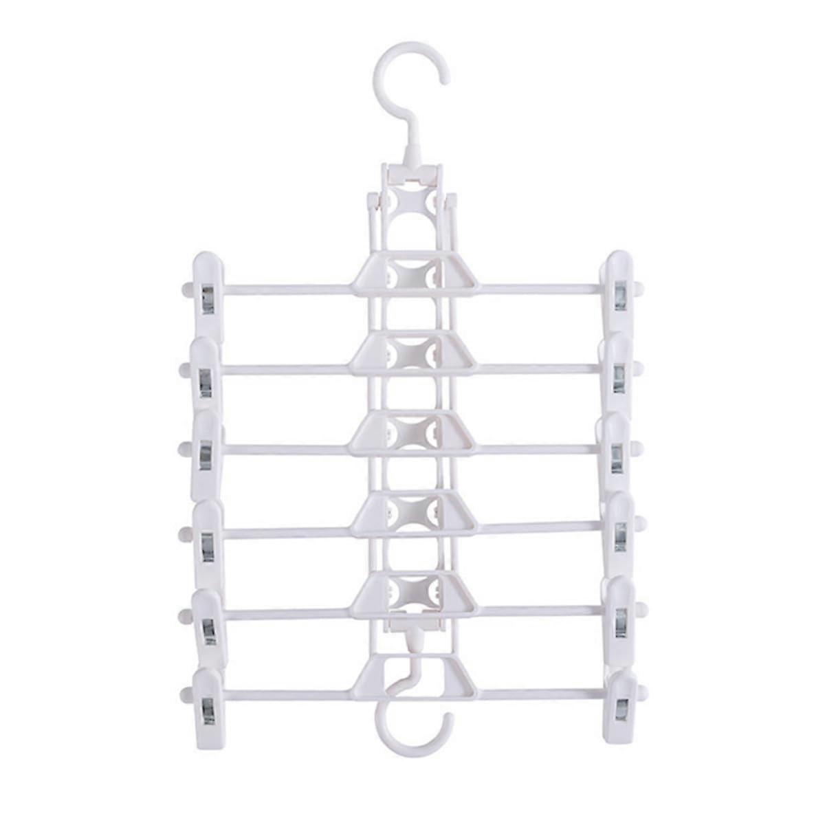 Pants Hanger SpaceSaving MultiLayer Foldable Trousers Rack Plastic Closet Organizer White