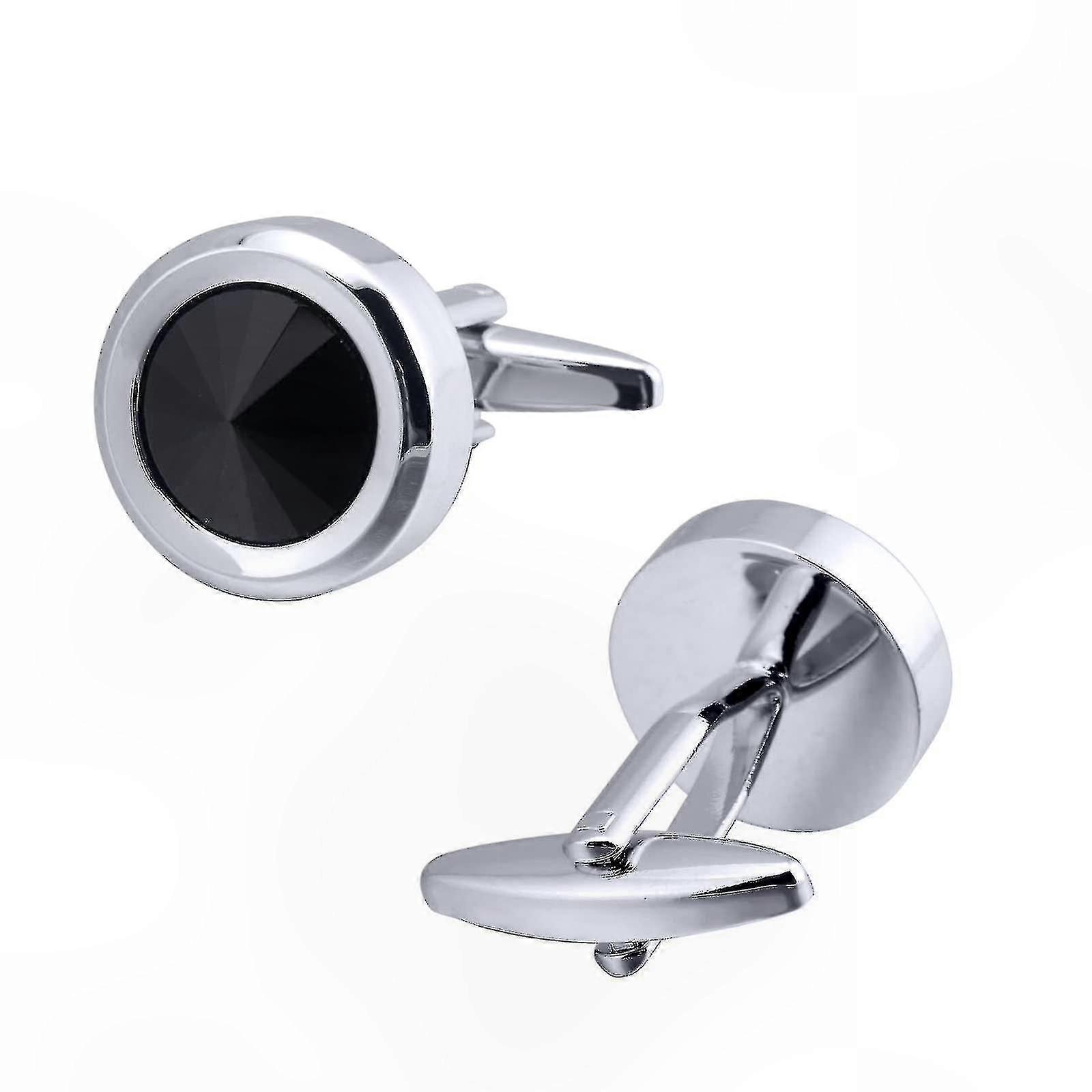 10-Pack Crystal Cufflinks for Men with Round Diamond-Cut Design