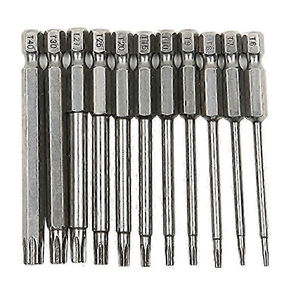 11pcs 75mm Hole 1/4inch Hexagonal Shank Torx Electric Screwdriver Bits Tool Set