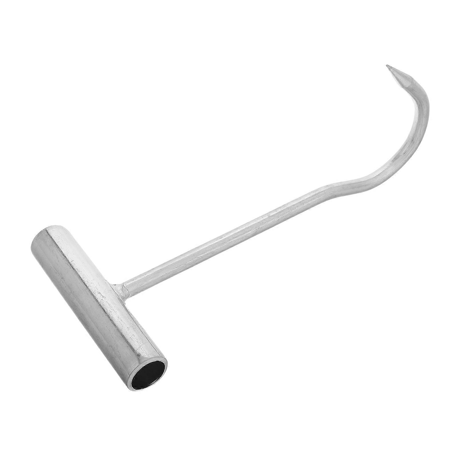 Durable Manhole Hook Tool for Heavy Duty Lifting Silver