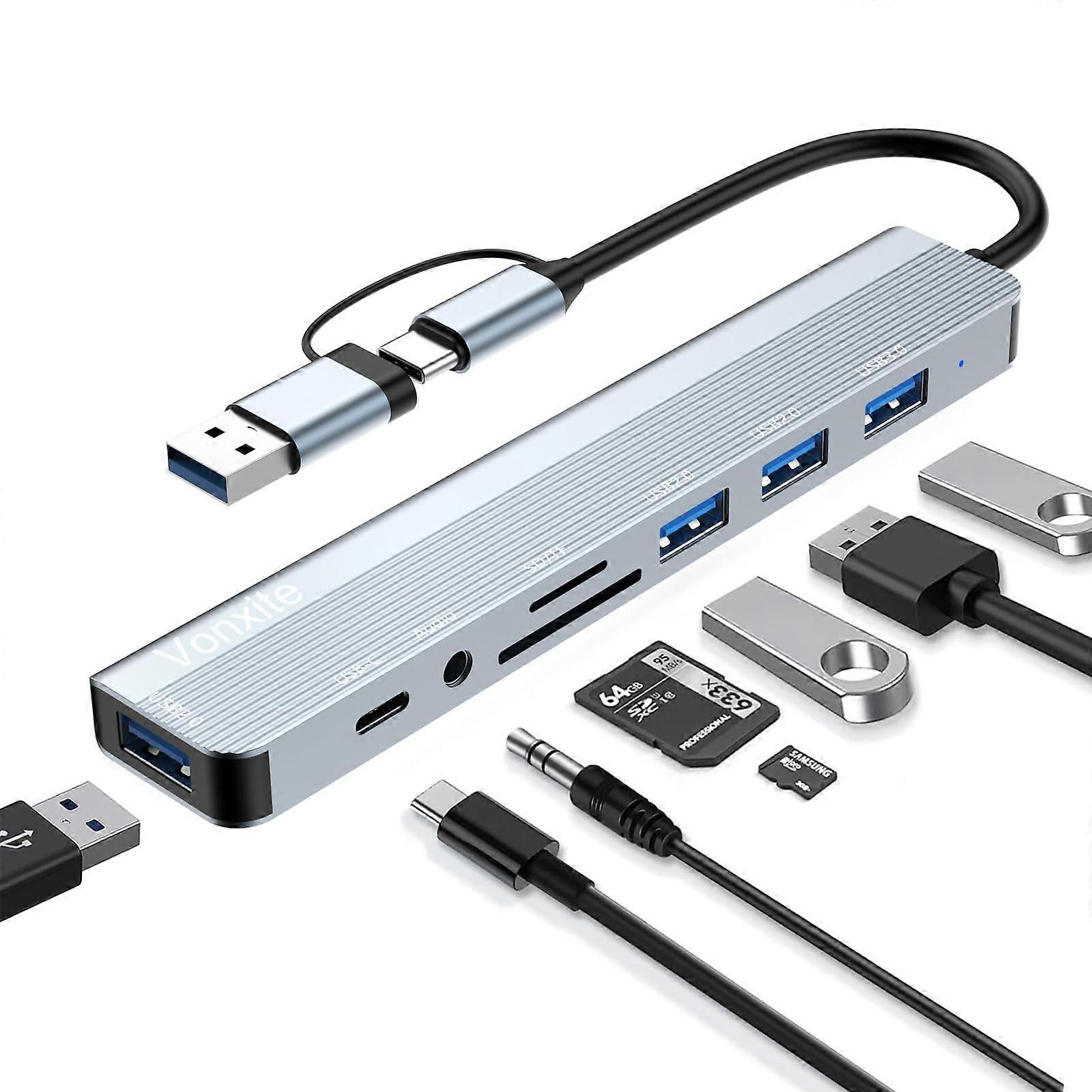 8 in 2 USB C Hub Multiport Adapter with 5Gbps USB 3.0, SD TF Reader, Audio for MacBook Pro