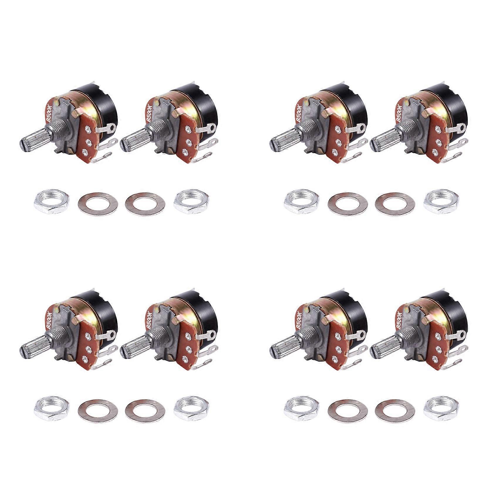8Pcs 500K Ohm Single Linear Taper Potentiometers with On/Off Switch