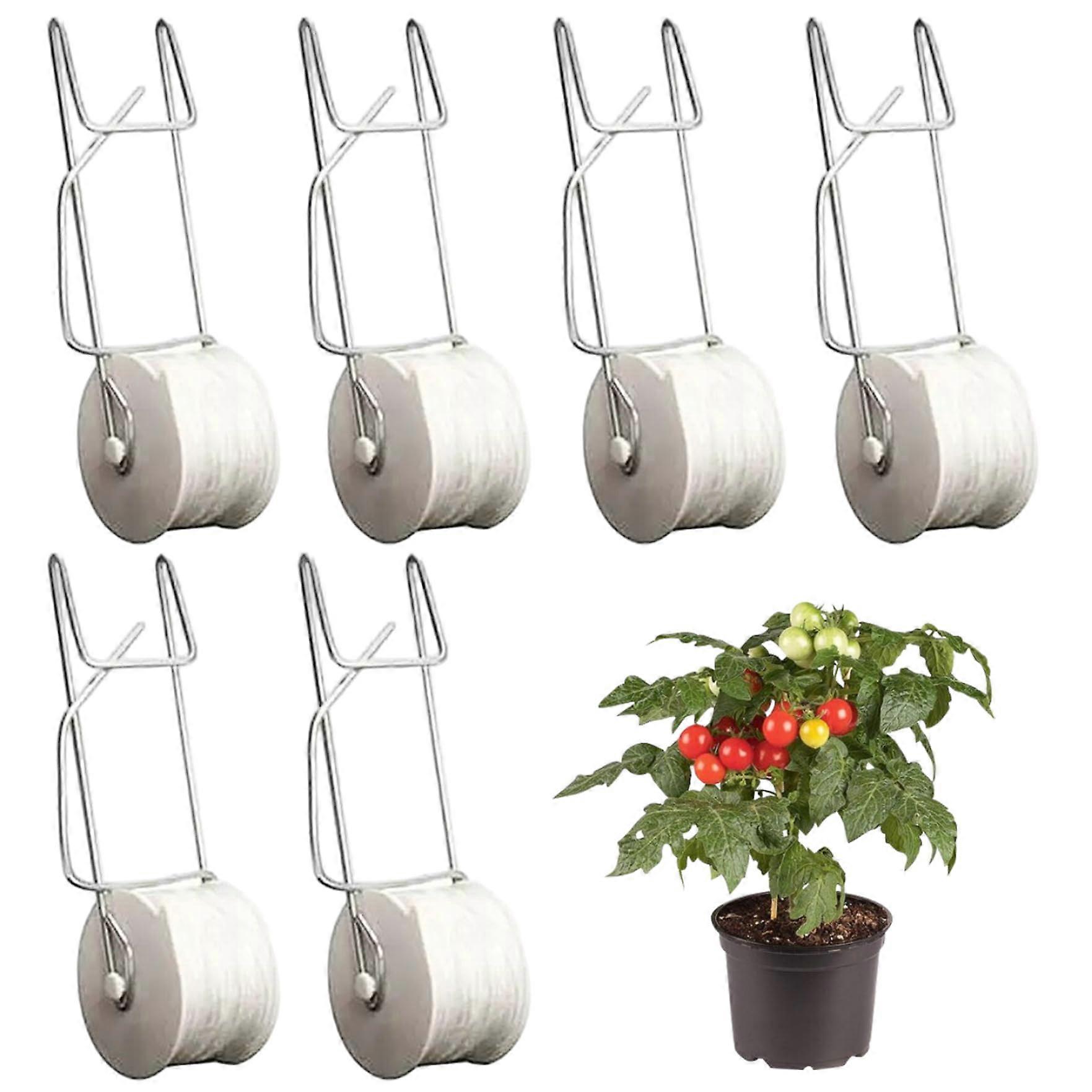Tomato Trellis Hooks 6PCS Rollerhooks with 49 ft Adjustable String Greenhouse Plant Support for Vines