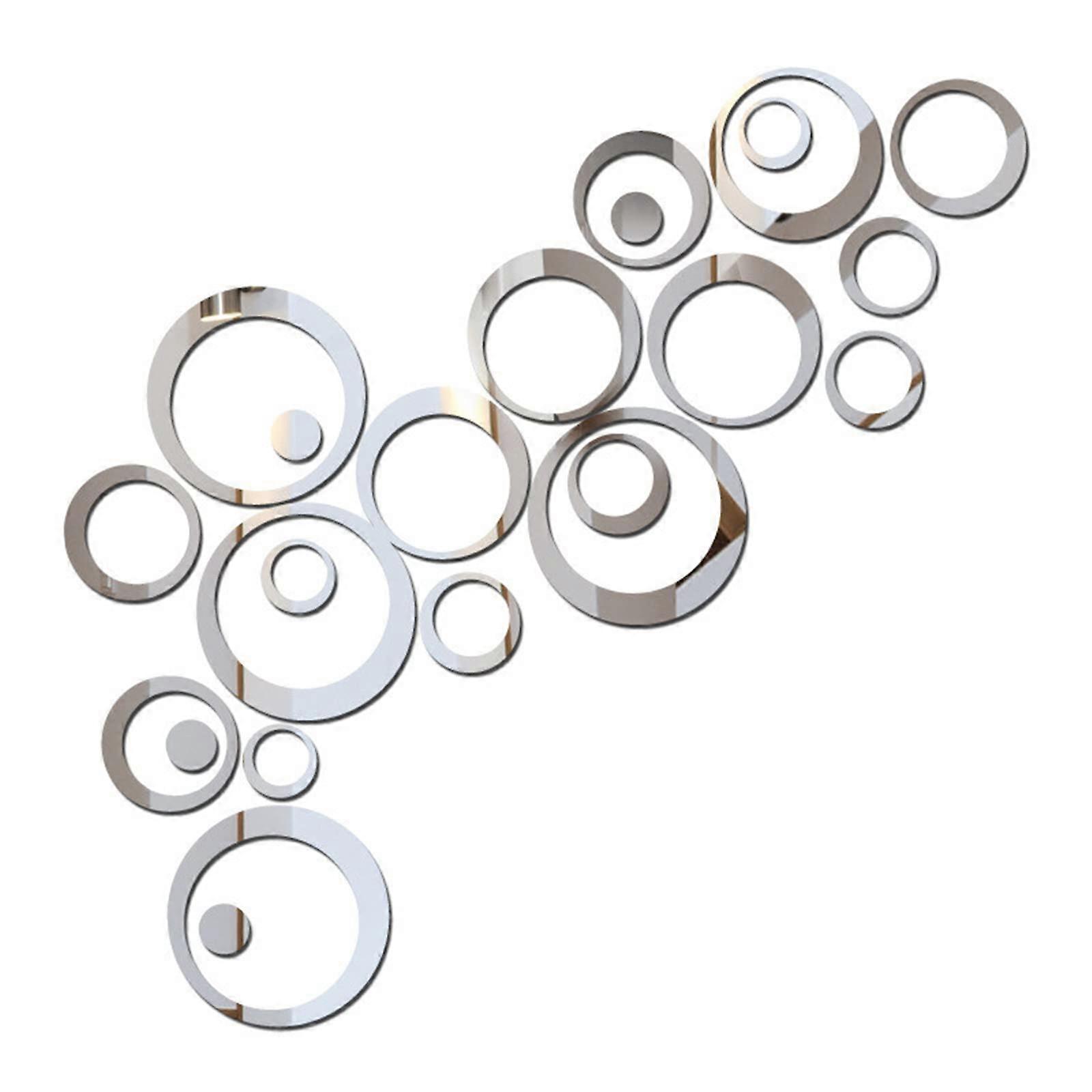 24PCS 3D Acrylic Round Mirror Wall Stickers Geometric Circle Decals for Home Decor