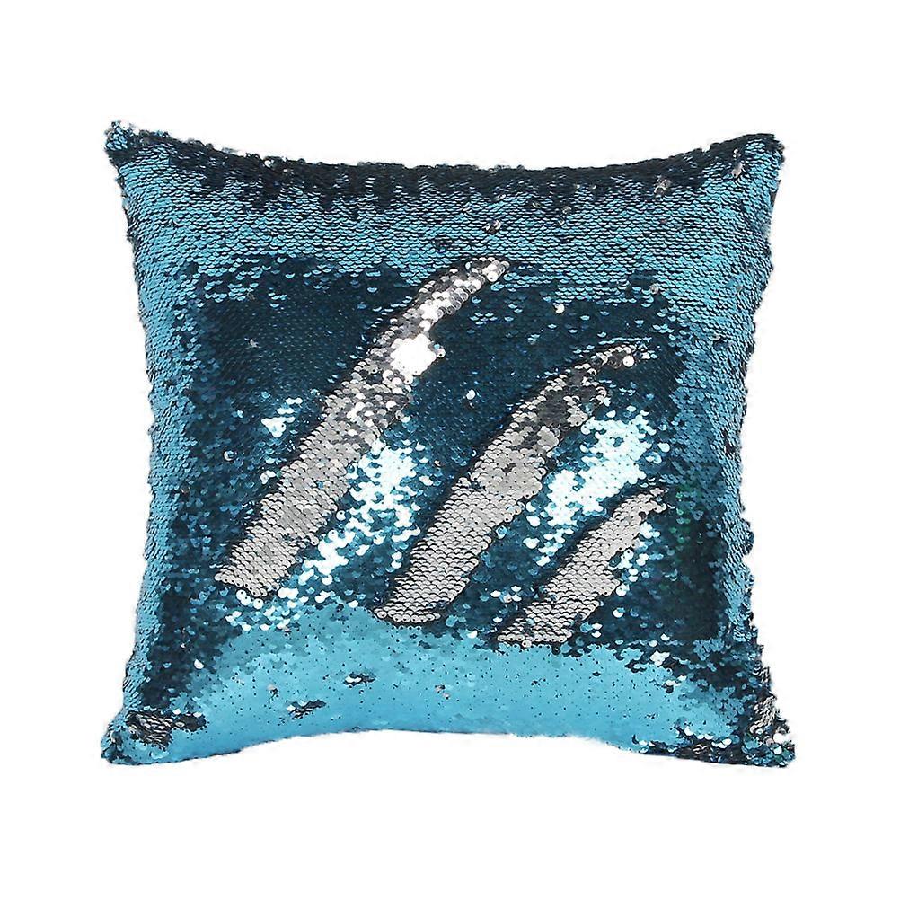 Blue Decorative Pillowcase Sequins Cushion Cover for Sofa