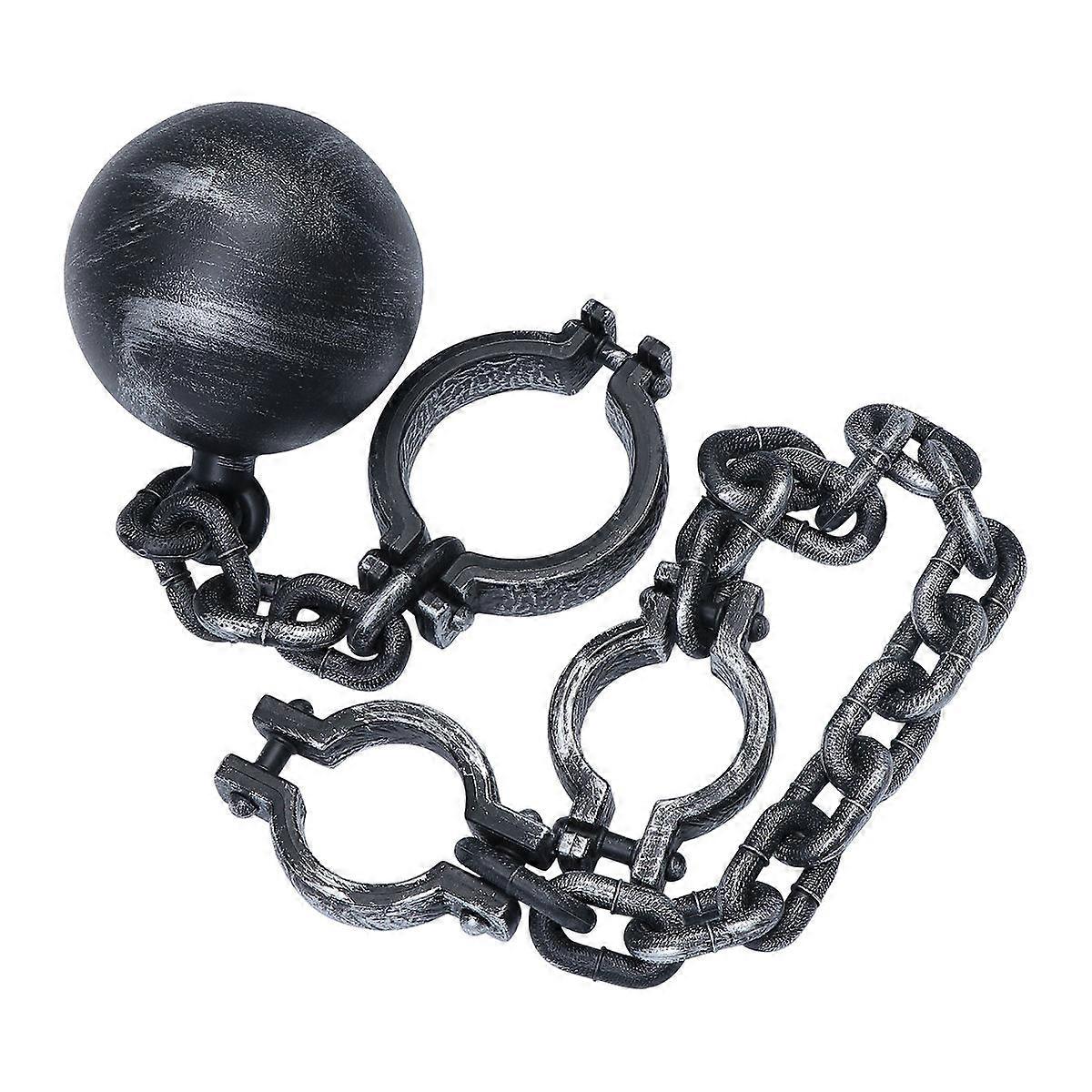 Halloween Plastic Handcuff Props for Decoration 2Pcs Silver Shackles