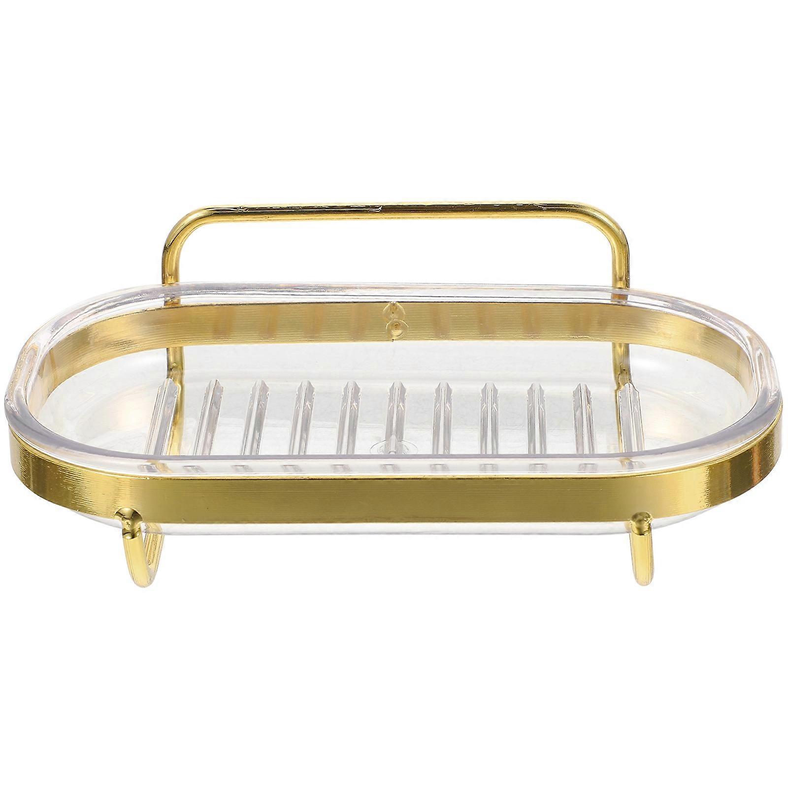 Wall Soap Holder Single Layer for Storage with Drainage Design Golden