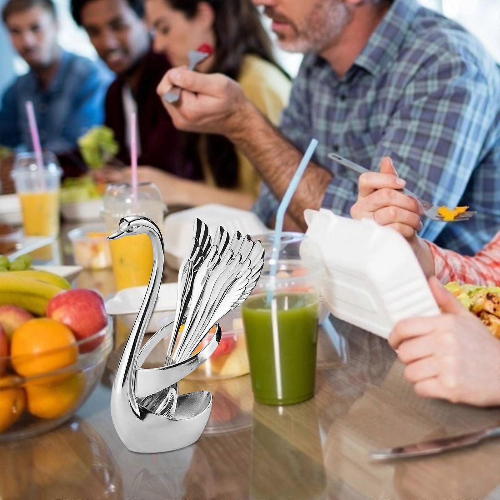 Silver Swan Dinnerware Set for Home Use with 6 Dessert Forks