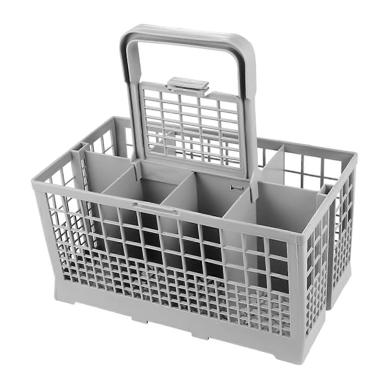 Dishwasher Cutlery Basket with FlipDown Lid, Universal Silverware Holder for Replacement in Grey