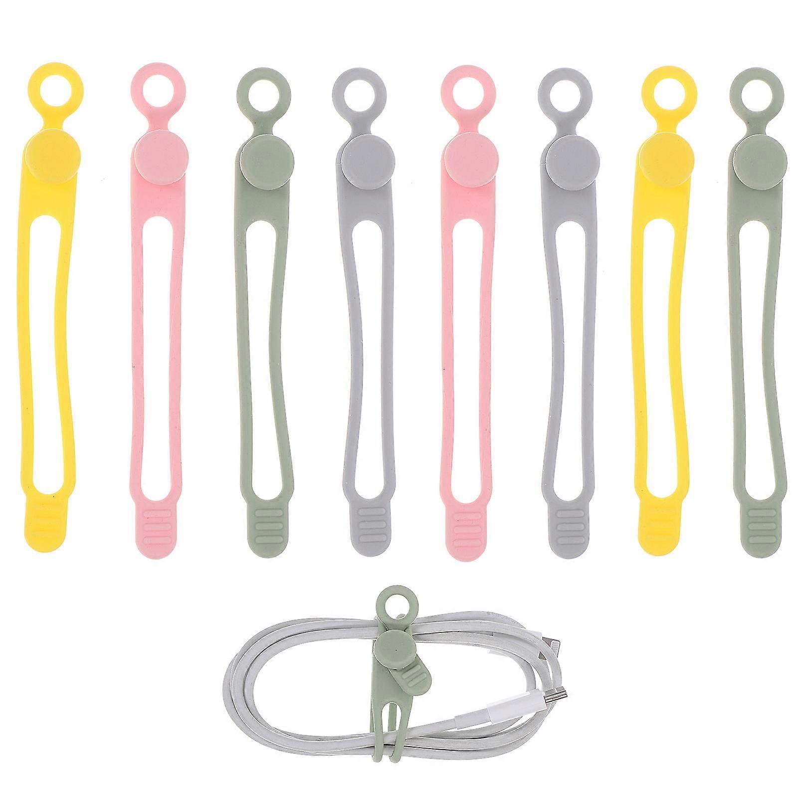 Cord Organizer Silicone Cable Ties for Cable Use 8Pcs Flexible Ties