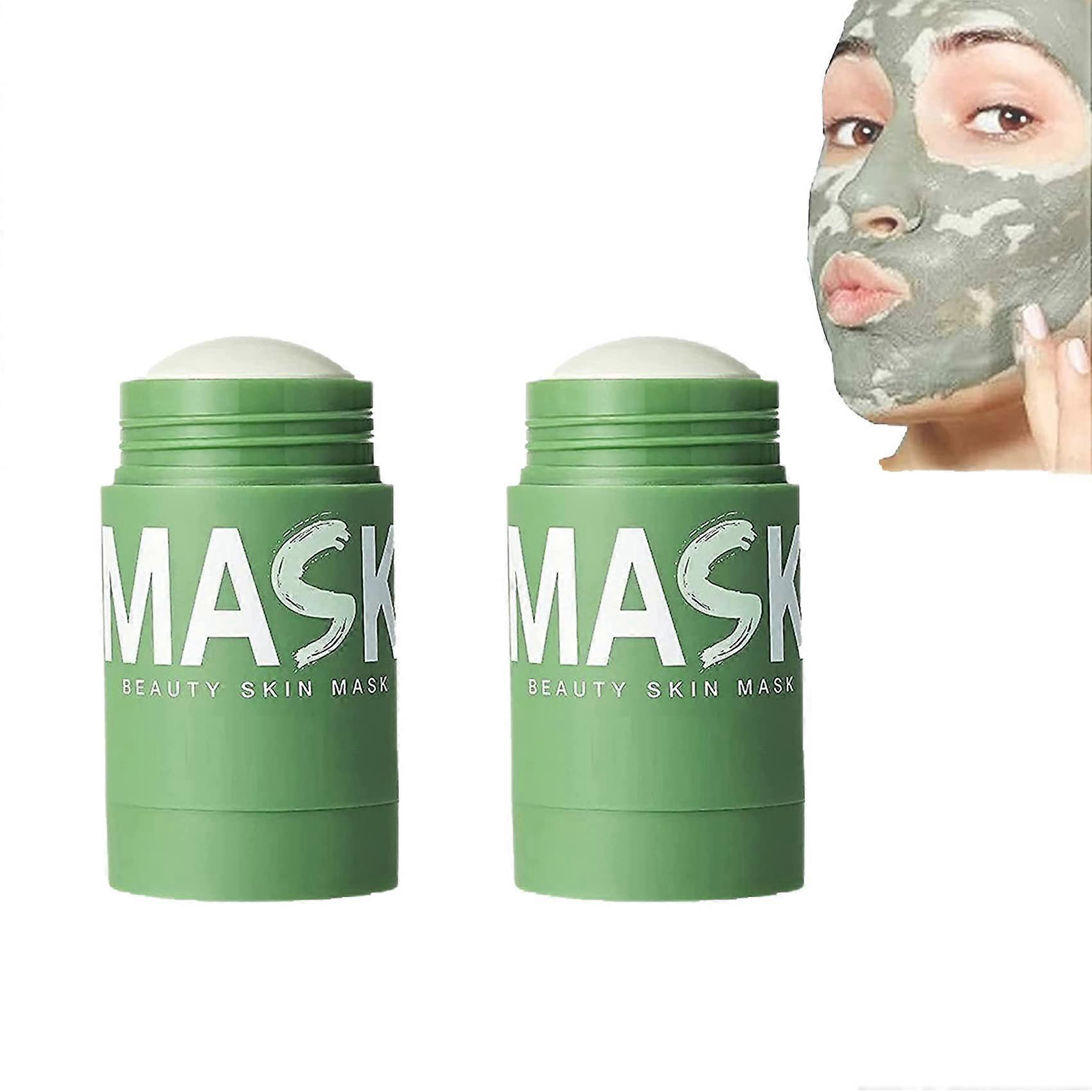 Green Tea Face Mask Stick for All Skin Types Blackhead Removal Deep Hydration 2pcs