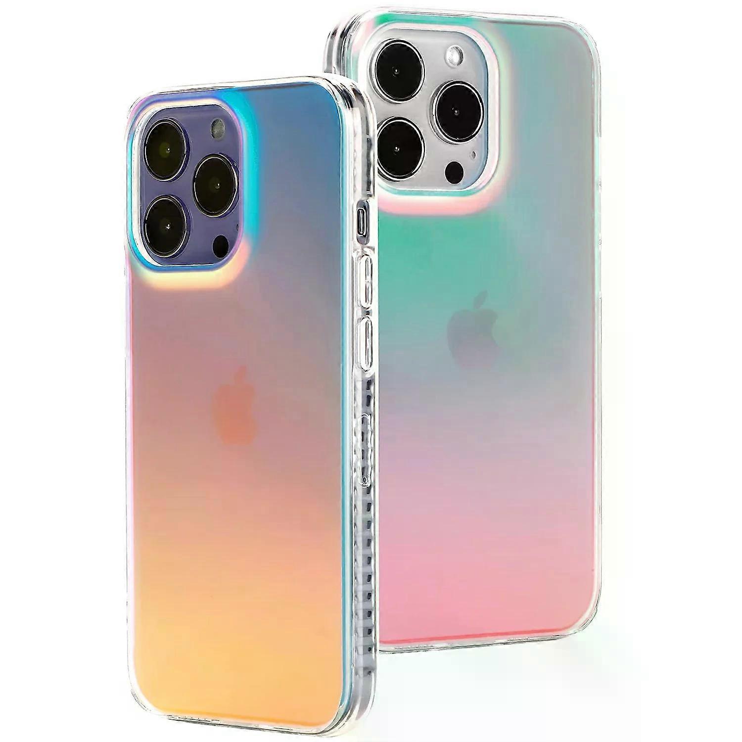 Coque pour iPhone 16 15 14 13 12 11 Pro Max 12 Mini XR XS Max 7 8 Plus - Finition mate irisée fluorescente