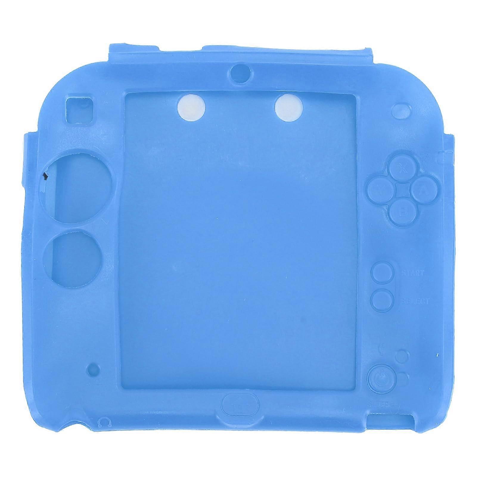 Silicone Protective Case with  and Bottom Screen Protector Blue 99.99% HD for Nintendo 2DS