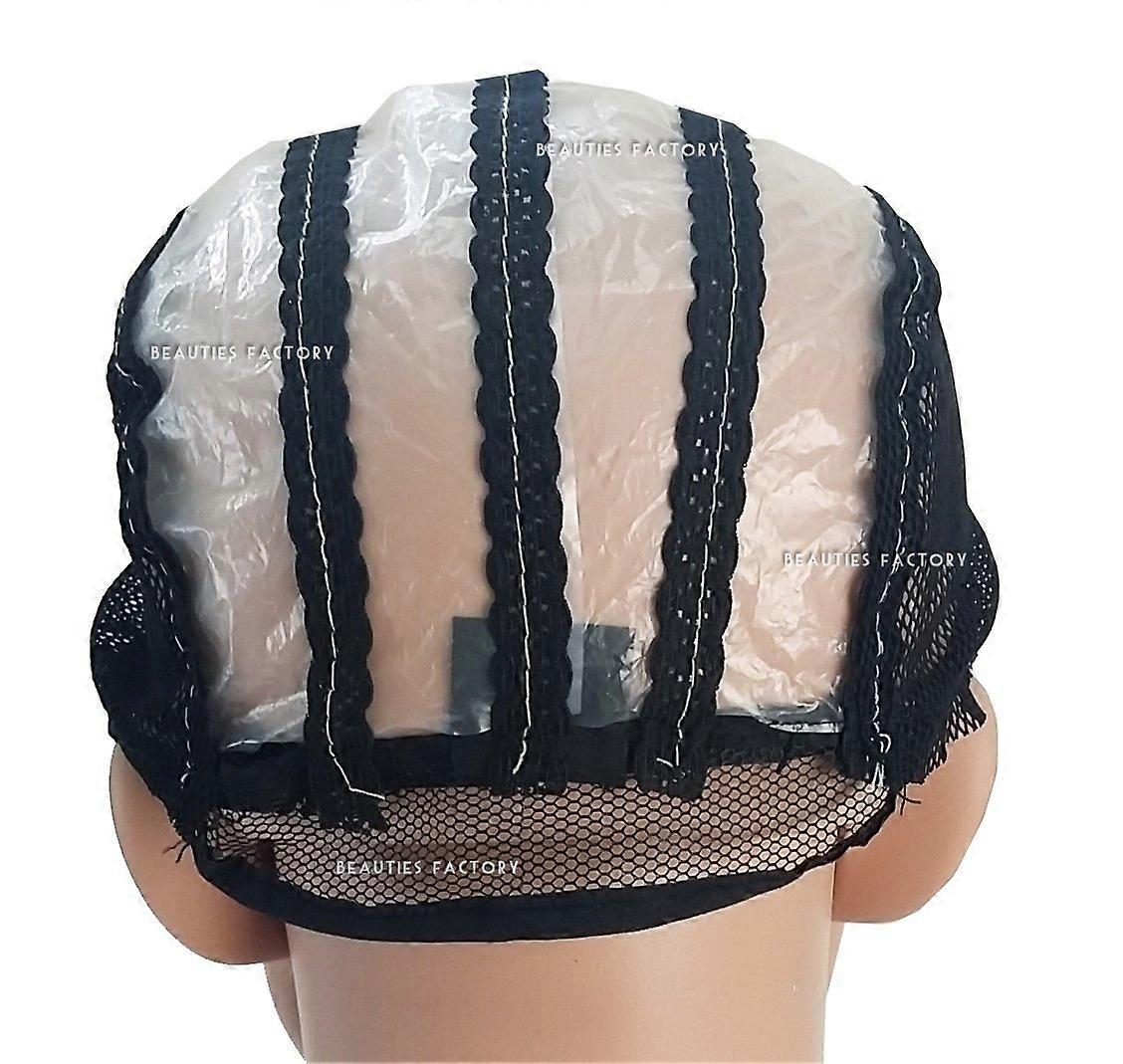 Black Adjustable Wig Cap with Straps for DIY Full Wig Making and Accurate Alignment Guides
