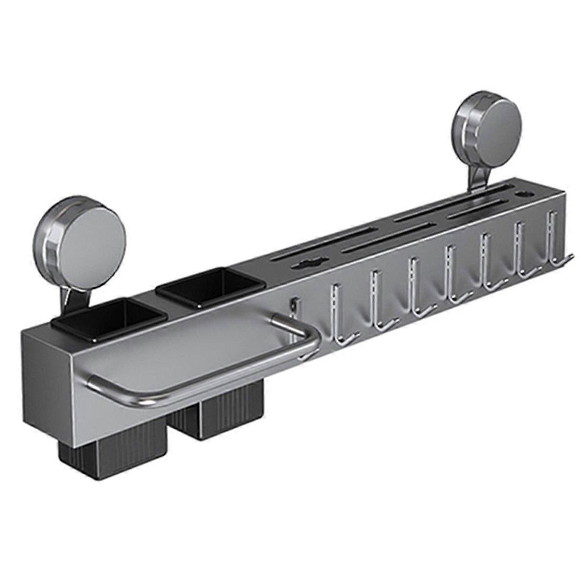 Suction Dish Rack Organizer - ABS Plastic Multi-Hook Kitchen Utensil Holder with Mobile Stand for P