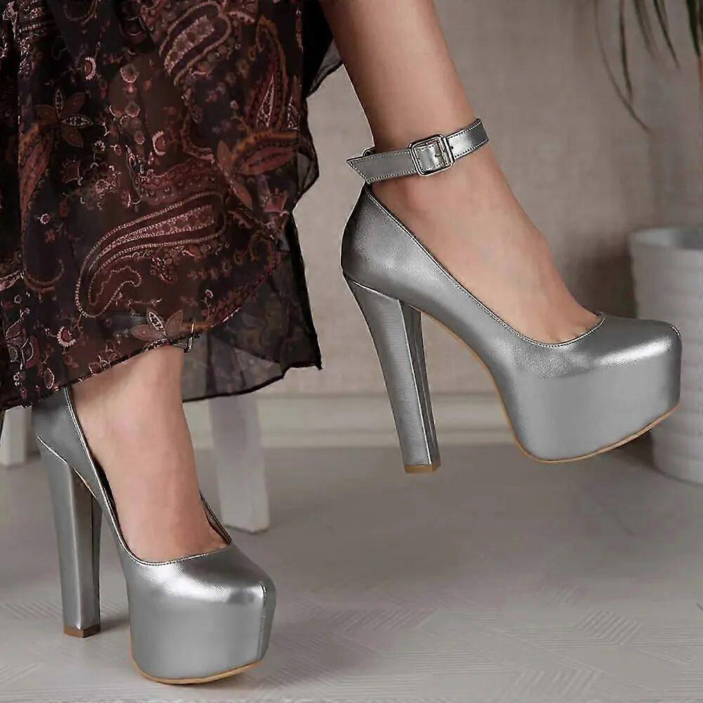 Silver Platform High Heel Shoes for Women RA-304