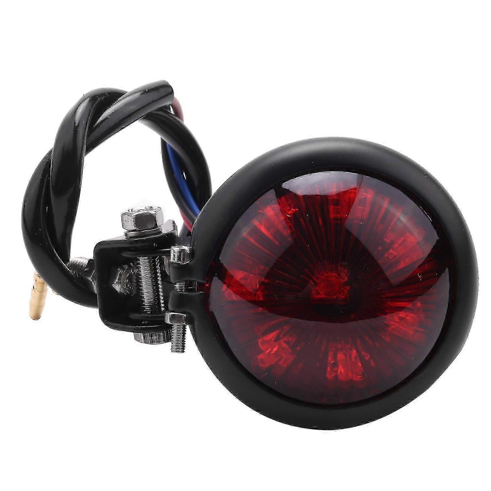 Red 12v Led Black Cafe Racer Tail Light Compatible Chopper Bobber