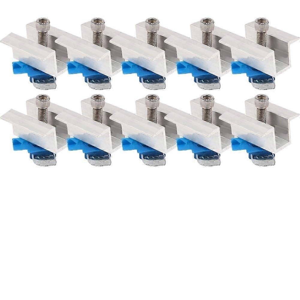10Pcs Aluminum Solar Panel Mounting Clamps Kit for 35mm Frame, Durable Anodized Brackets