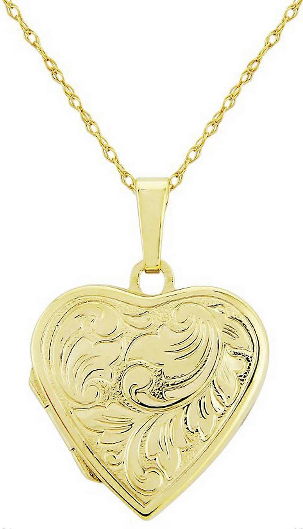 Mark Milton Heart Embossed Locket Necklace - Yellow Gold