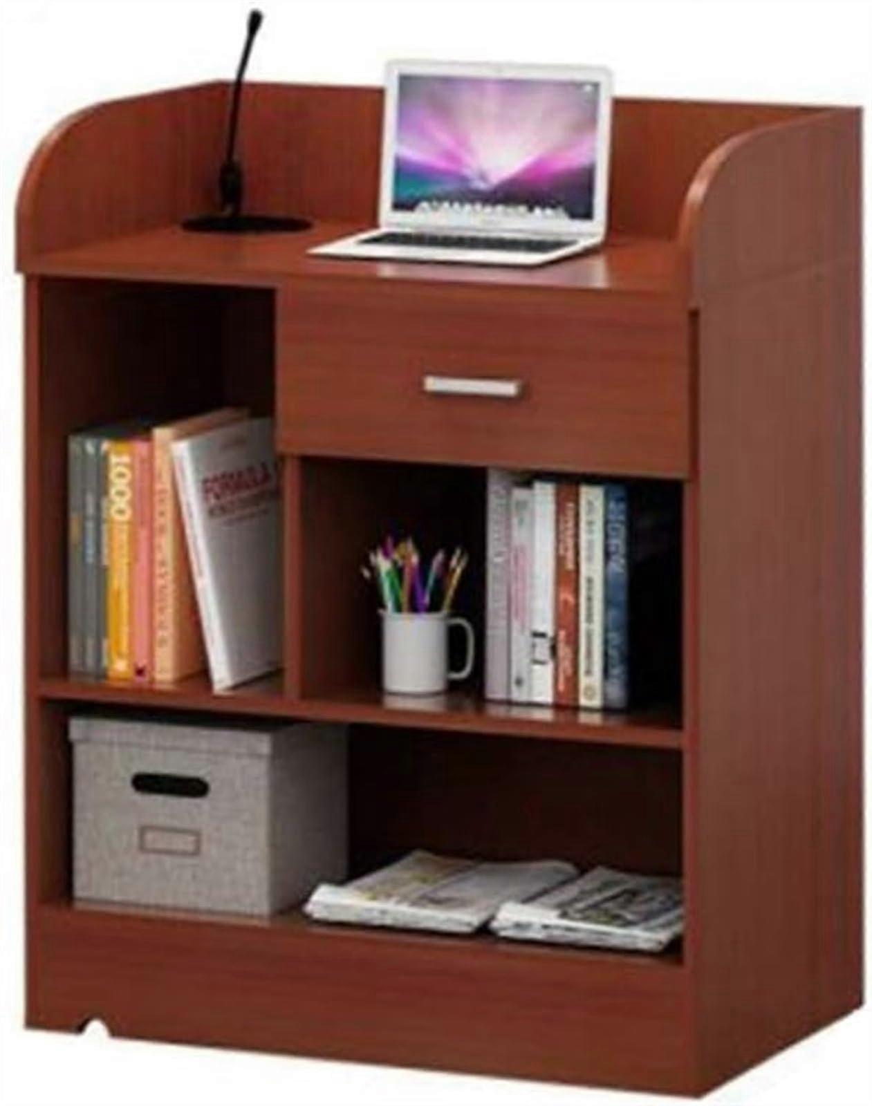 Red Wood Podium Stand with MultiLayer Structure for Classroom or Office Lectures, One Size