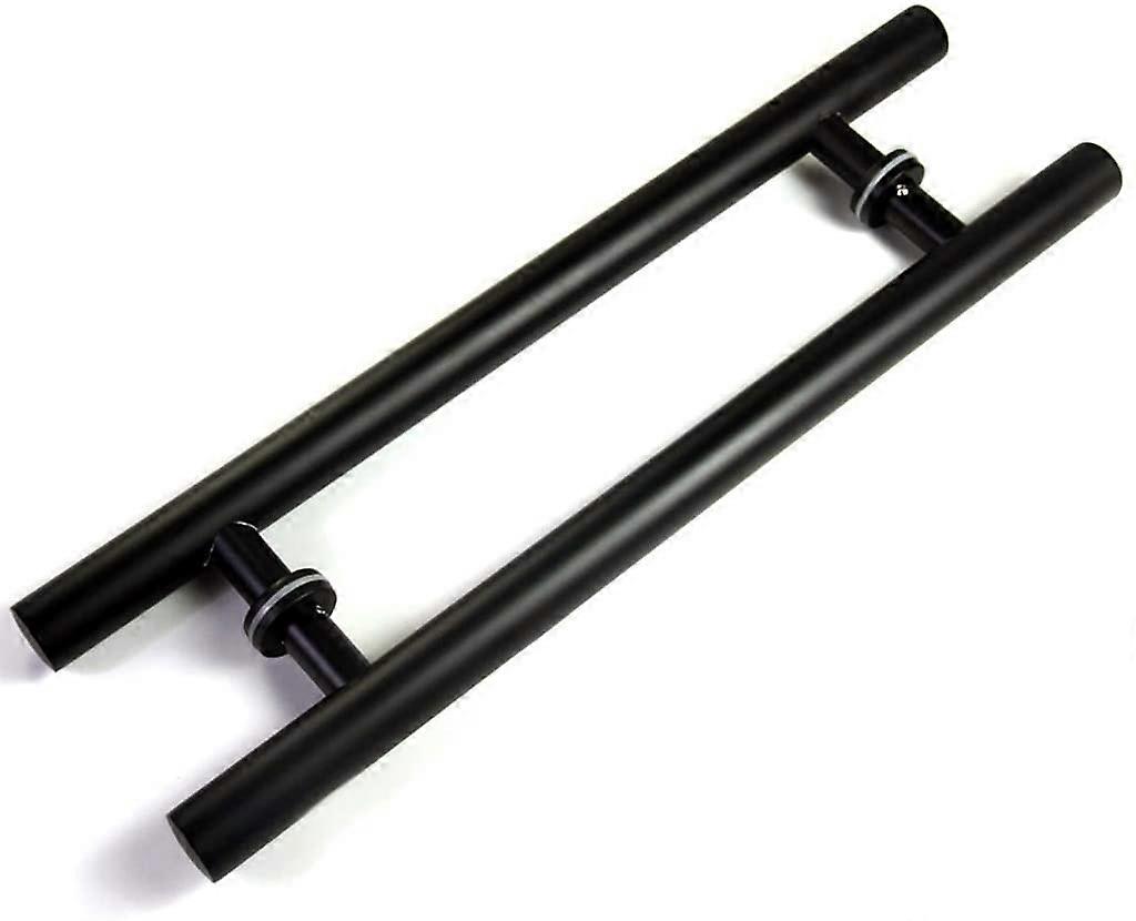 Heavy Duty Black Stainless Steel Barn Door Handle with Modern Frosted Finish for Glass Doors