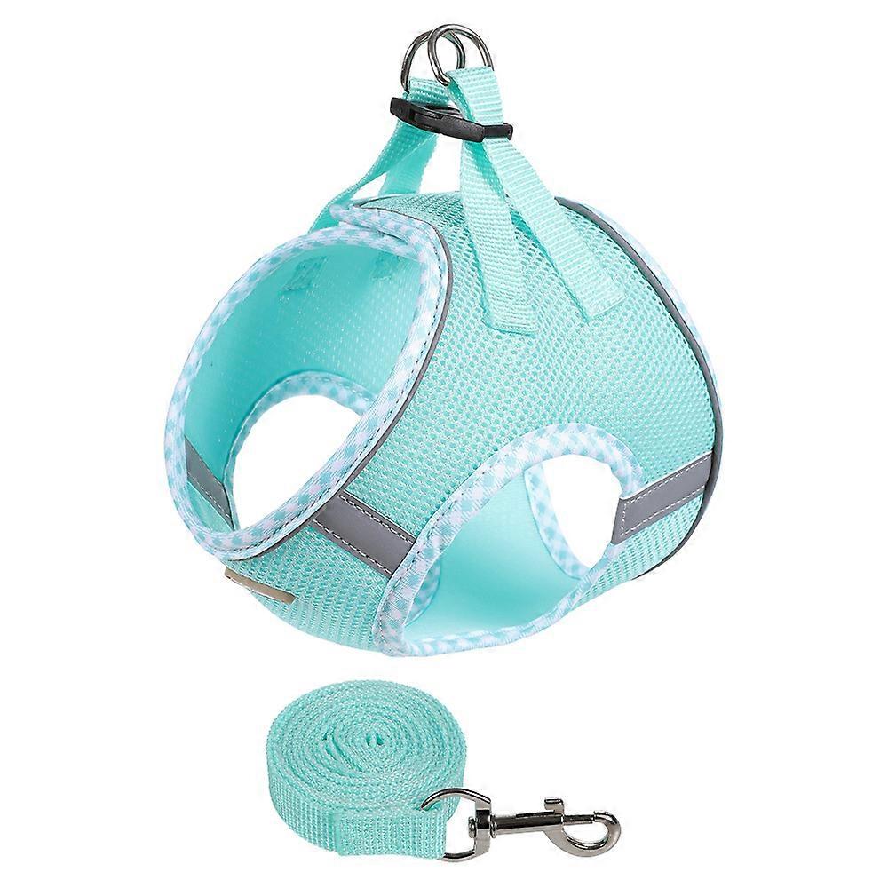 Dog Leash with Checkered Pattern and Breathable Design Wrap-Around Cat Harness with Leash Attachment