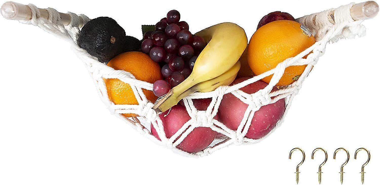 Macrame Fruit Hammock for Kitchen Under Cabinet - Fruit Hammock Banana Hammock
