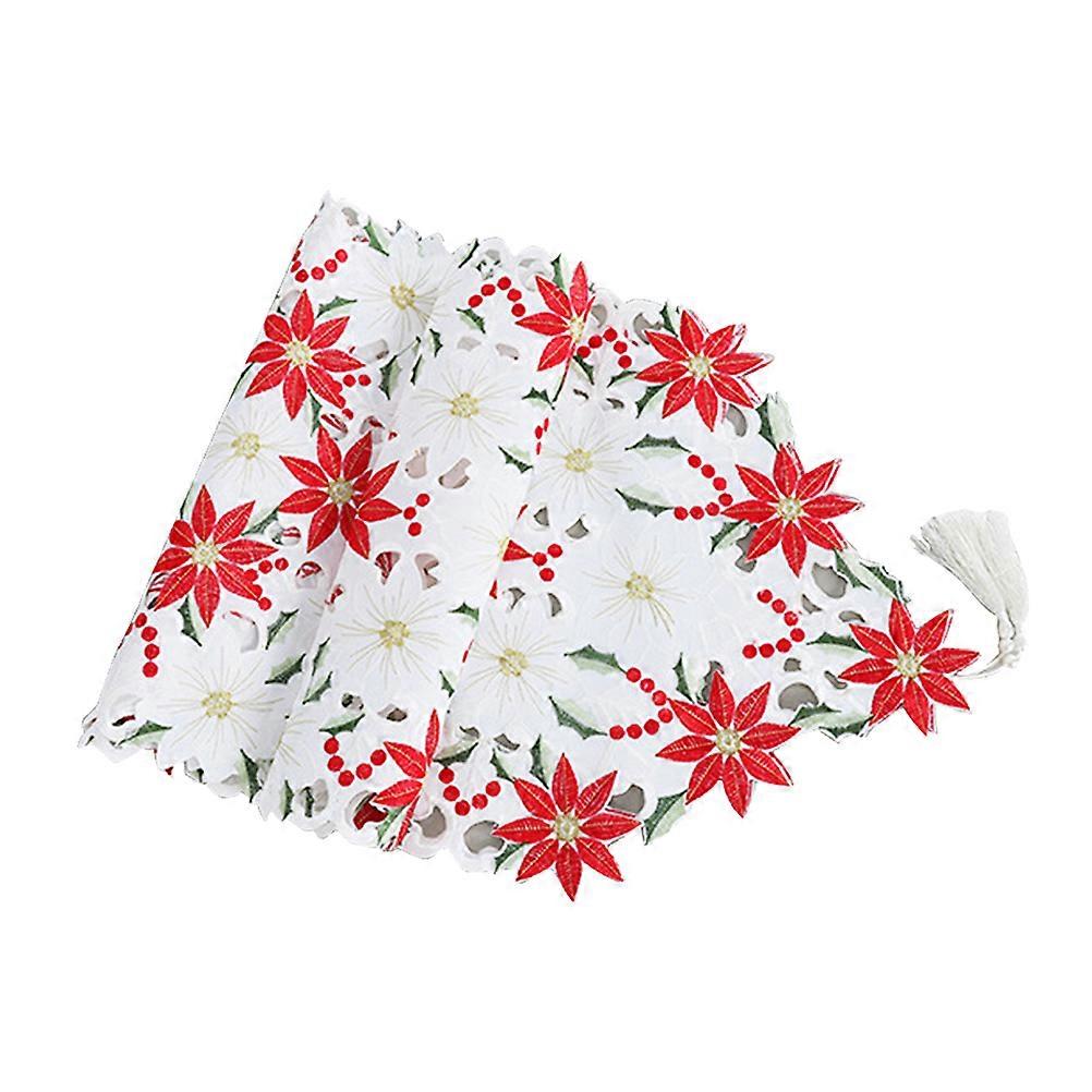 Christmas Tablecloth Floral Table Runner for 3Pcs Festive Decoration