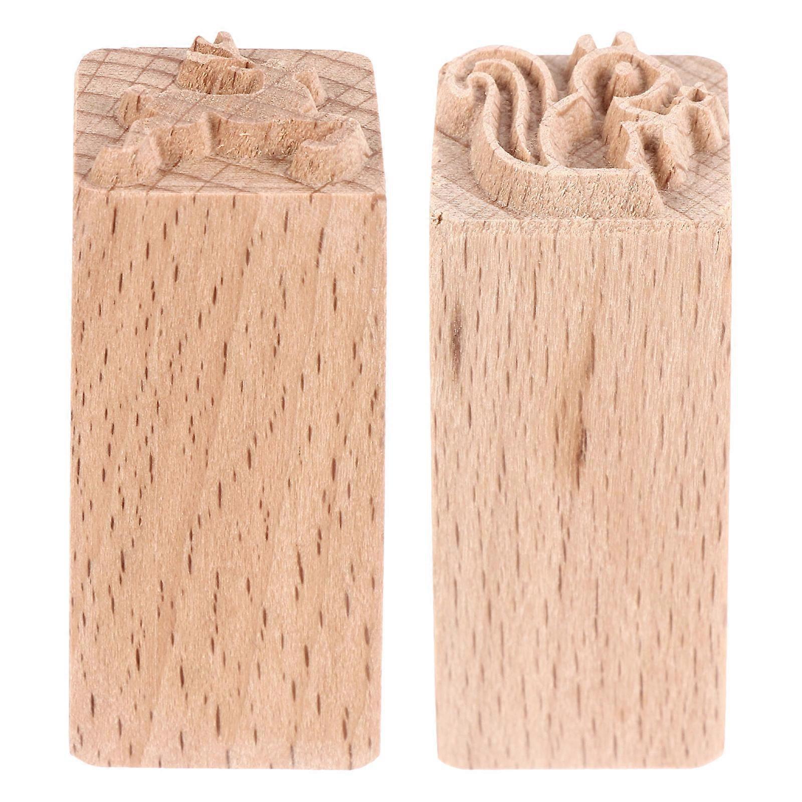 Wooden Seal Square for Diy Crafts Chocolate Material Practical Function 2Pcs