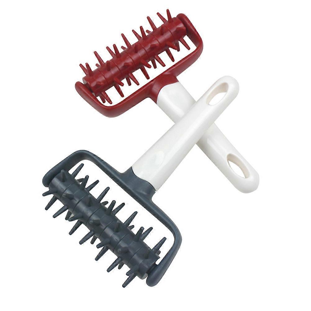 Pizza Hole Punch Tool Dough Roller for Pastry Baking 2Pcs Red Plastic Set