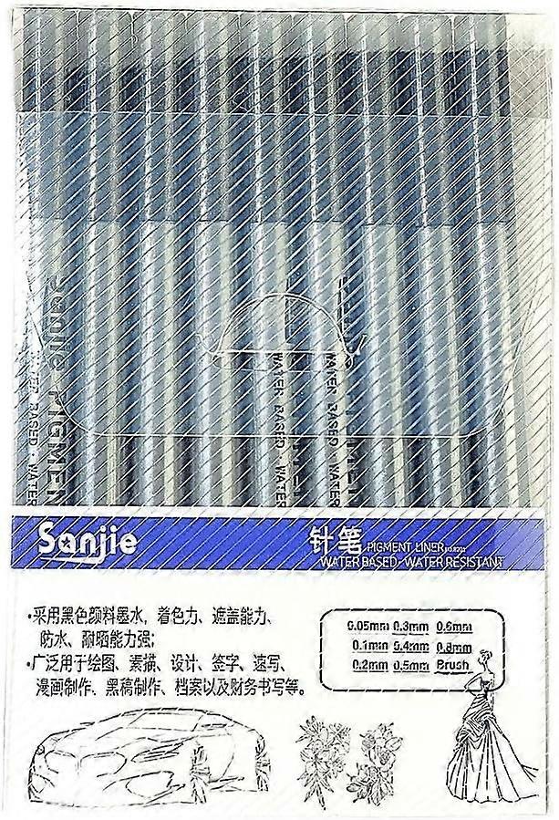 9pcs Black Fine Liner Pens Set with Multiple Tip Sizes for Precise Drawing and Writing