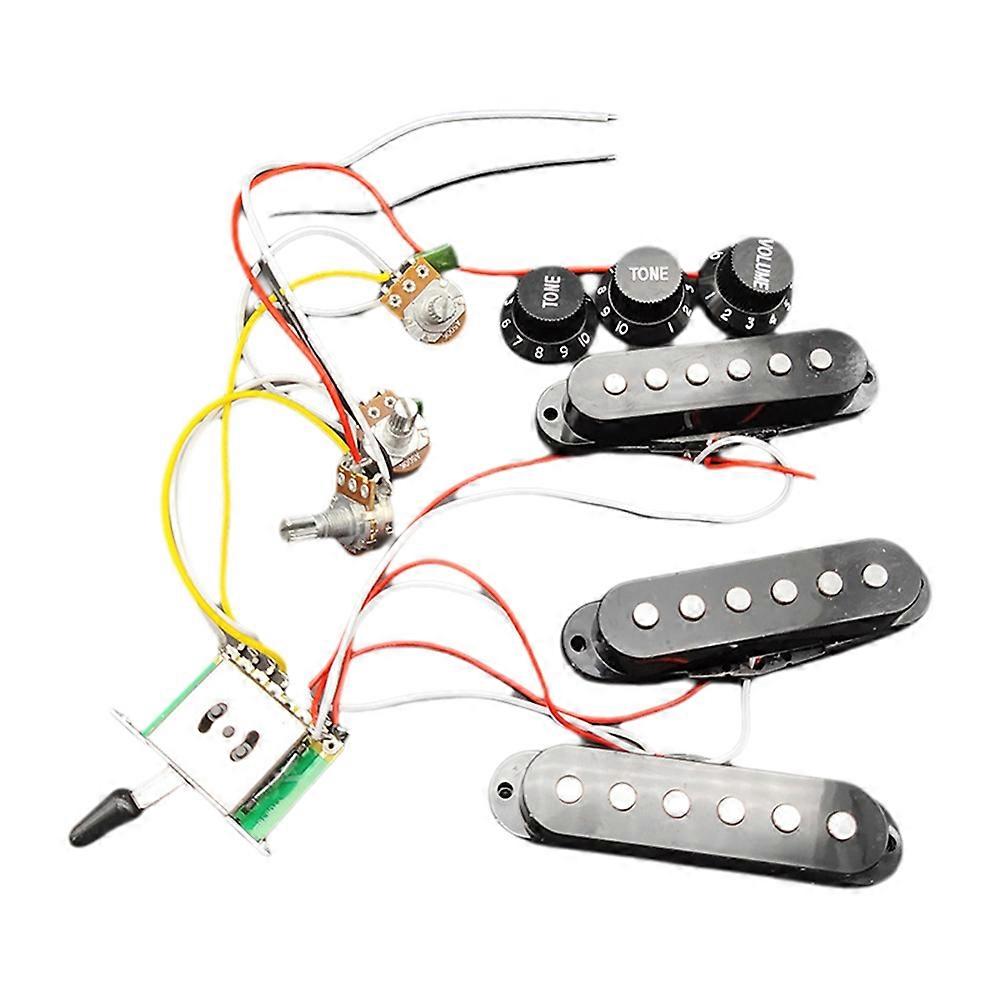 Single Coil gitarrpickup-set med 250K kabelhärva för elgitarr svart