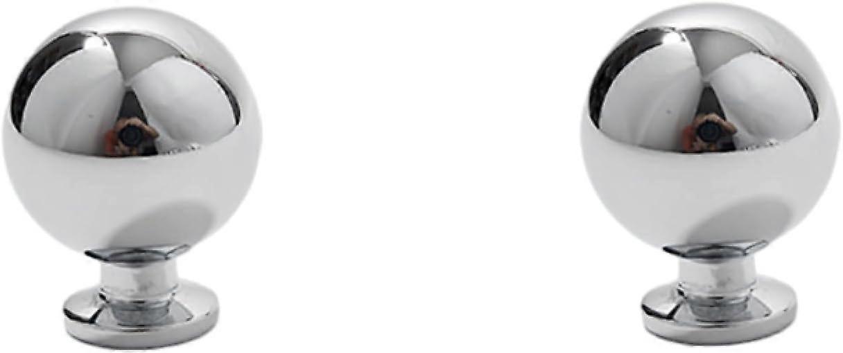 Cabinet Handles 2 Pack Silver Chrome Plated Door Knobs Single Hole Drawer Pulls 24mm Diameter