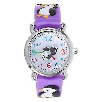 Reloj infantil analógico Penguin resistente al agua para niños y niñas con correa cómoda.
