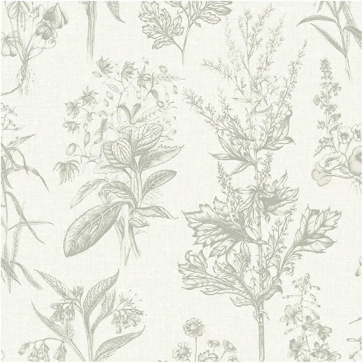 Sage Green Herbarium Wallpaper