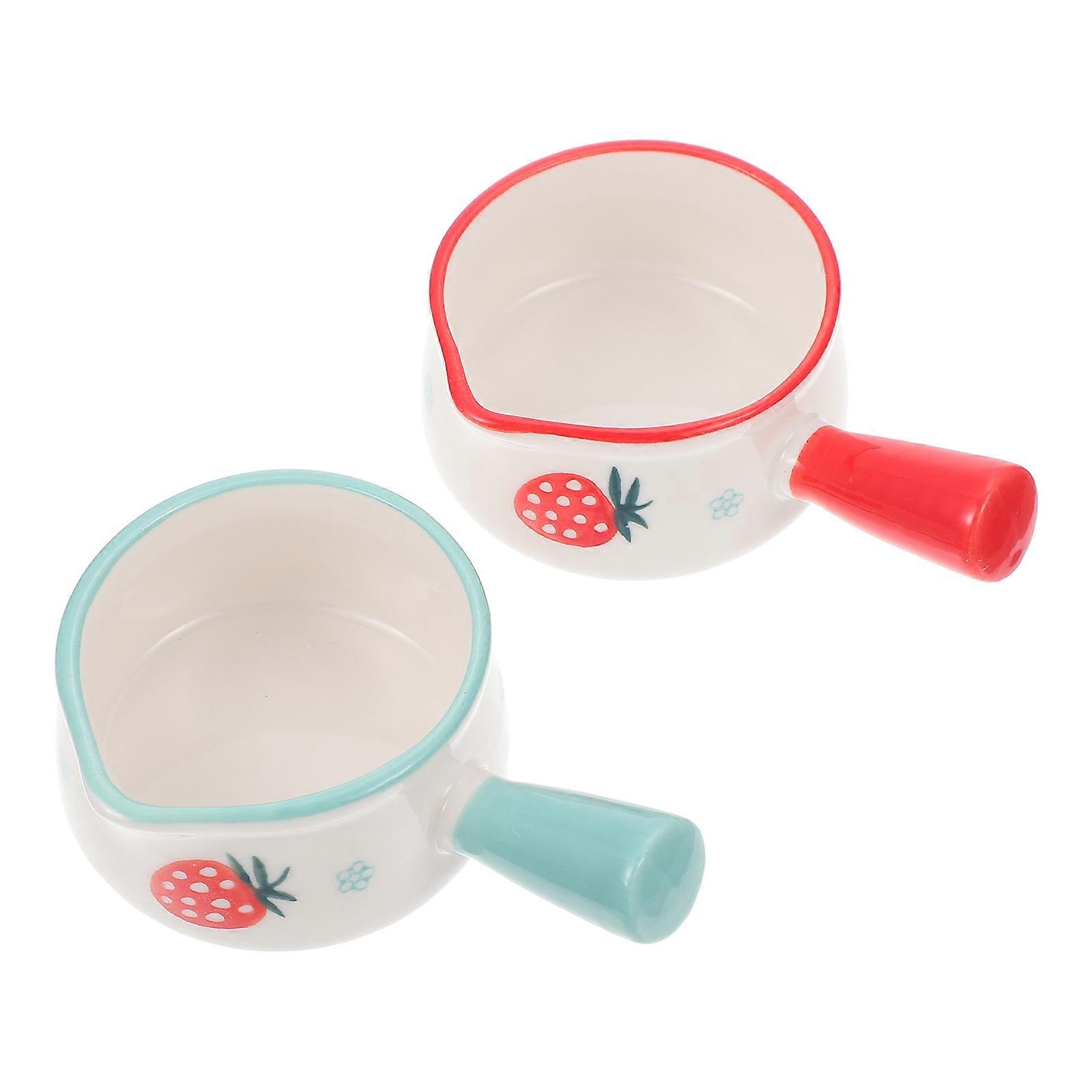 Milk Saucepan Ceramic for Practical Use 2Pcs Assorted Color Pots