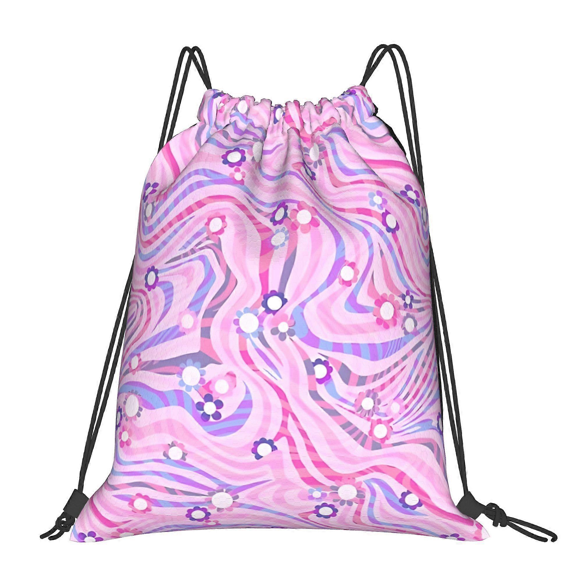 Floral Funky Texture Drawstring Backpack-Cqazw