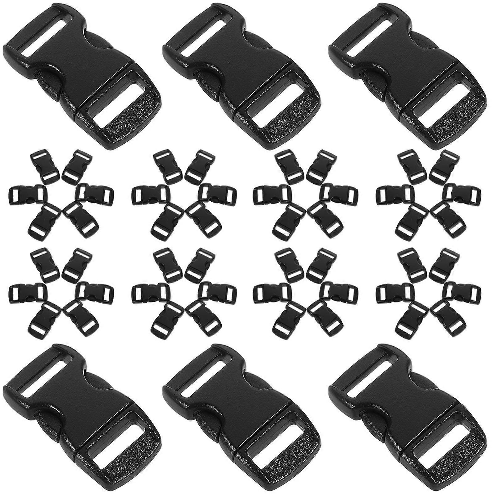 Black Side Release Buckles Durable Hard Plastic for Webbing 50Pcs Set