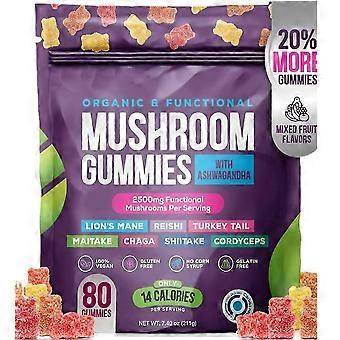 Paddenstoelgummies hydrateren de darmen, vullen voedingsstoffen aan, verbeteren het immuunsysteem, voedingsgels en kauwtabletten, 80 stuks