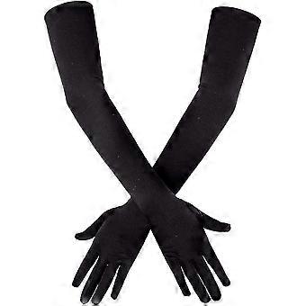 Guantes Largos Negros Guantes de Satén Guantes de Noche Guantes de Ópera Negros 21" Guantes de codo Para Niñas Mujeres (negro)