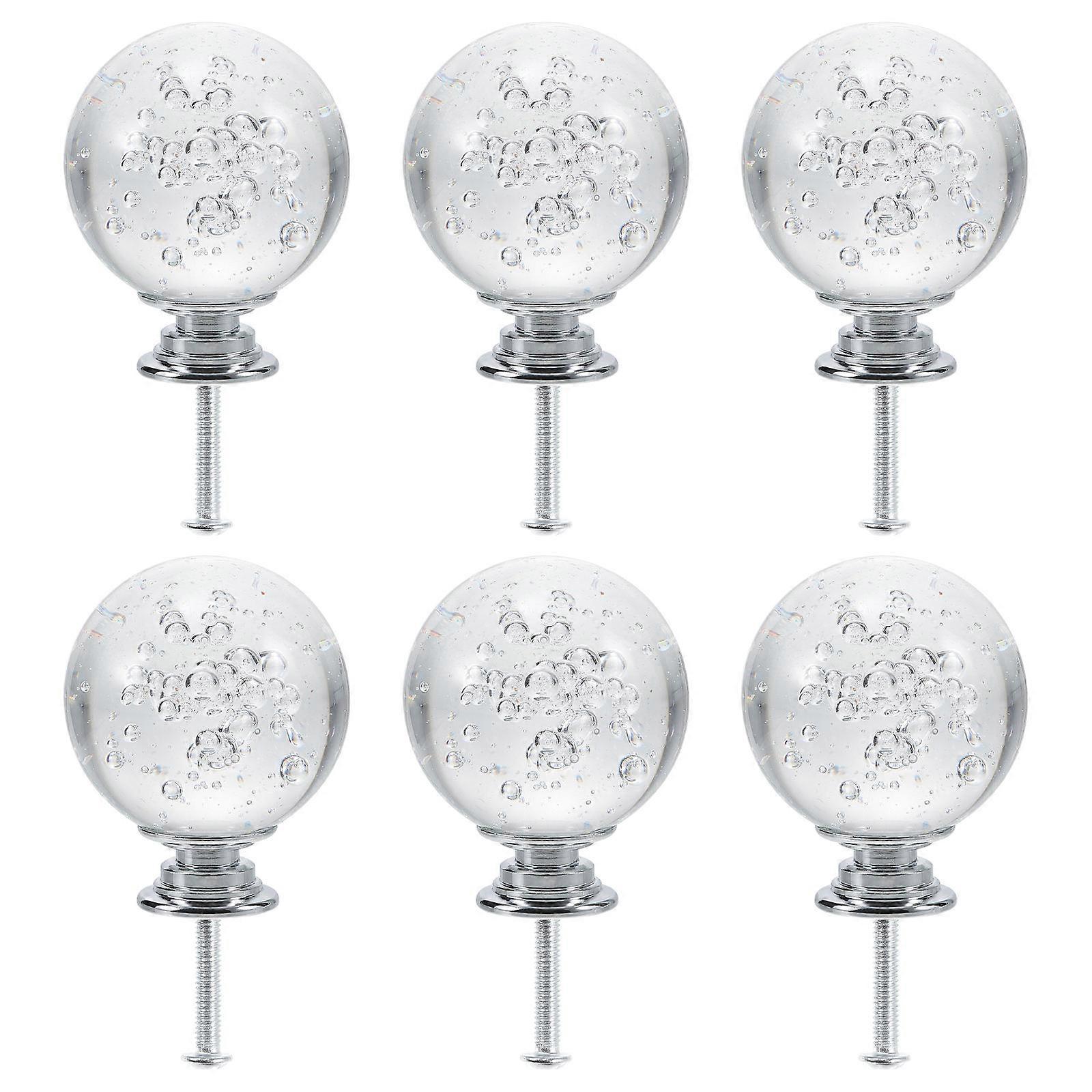 6pcs Round Crystal Pull Knobs Dresser Drawer Knobs Round Drawer Knobs 40mm