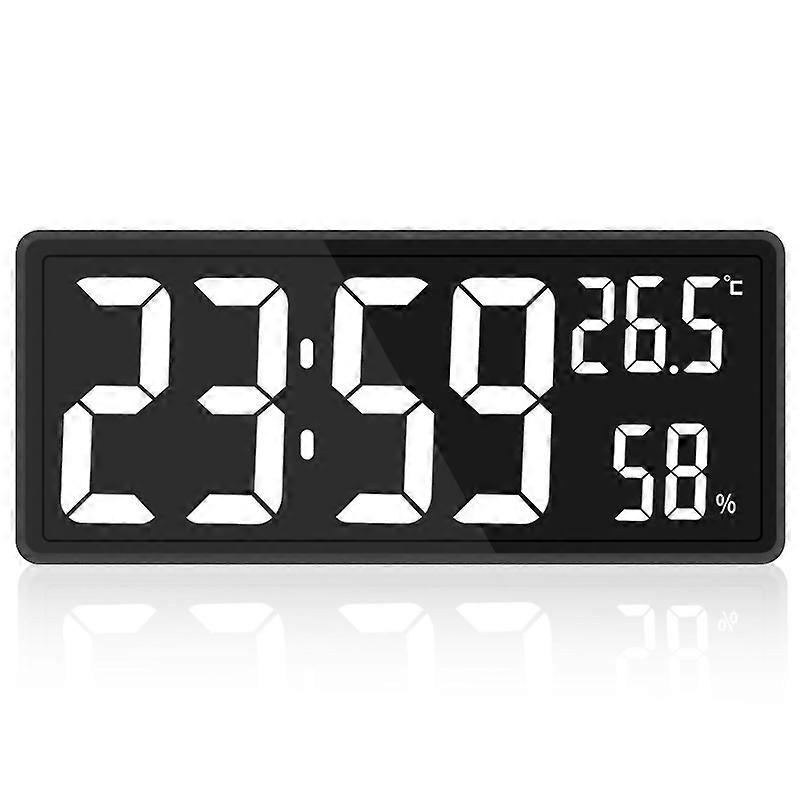 Led Digital Wall Clock, Large Digits Display,indoor Office White