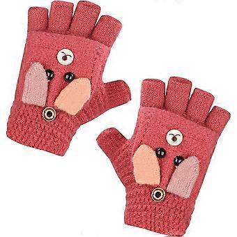 Kids Winter Mittens, Knitted Rabbit Pattern Flip Mittens for Boys Girls 8-13 Years Old, Warm Soft Elastic