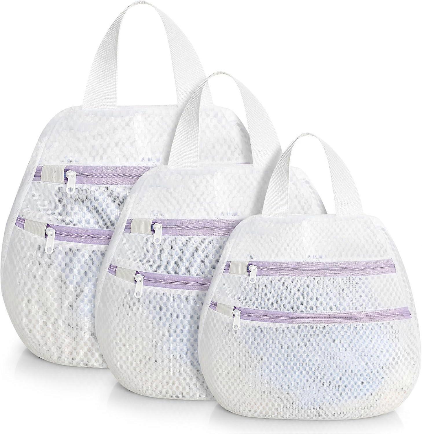 3-Piece Laundry Mesh Washing Machine Bag, Double Layer Laundry Net wit