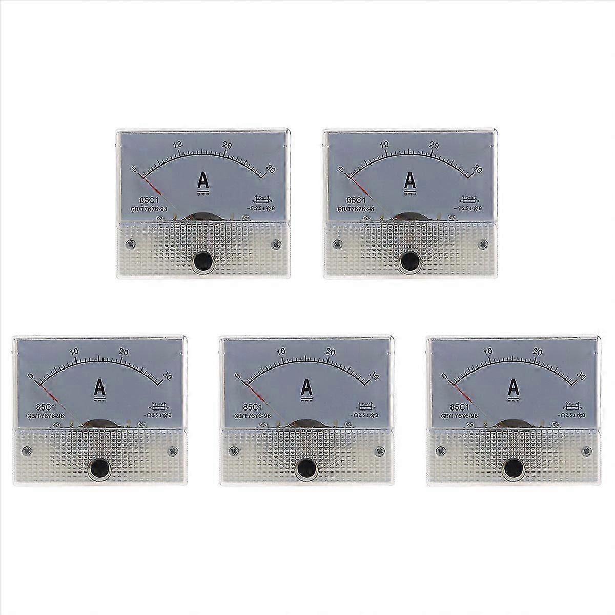 5X DC 0-30A Analog Panel Ammeter, 85C1, Accurate Current Meter for Panel Mount